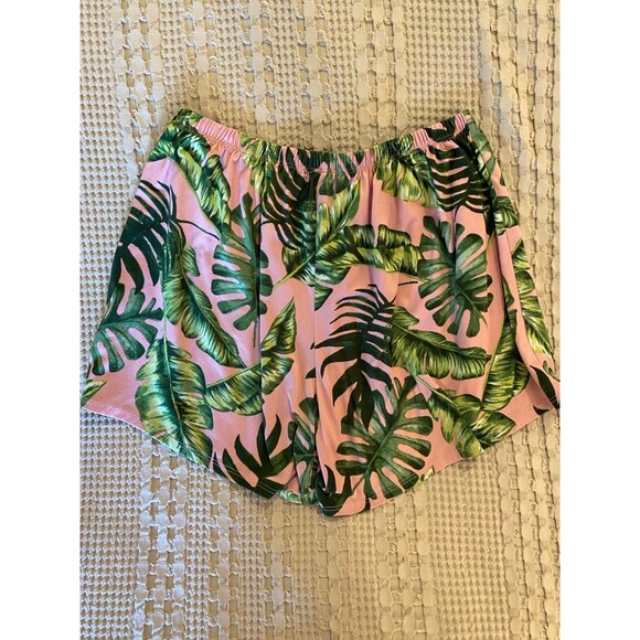 P.S. Kate Pink w/ Tropical Flowers Womens Sleep Shorts Size? Small Elastic Waist - Picture 3 of 7